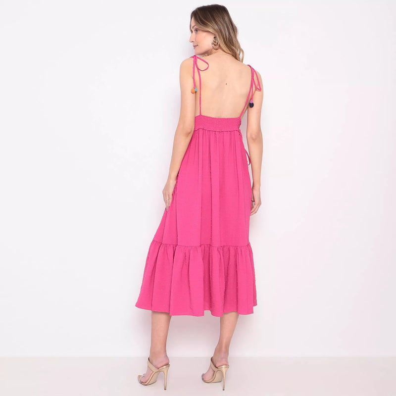 Vestido Midi Texturizado - Pink ( Sclub)